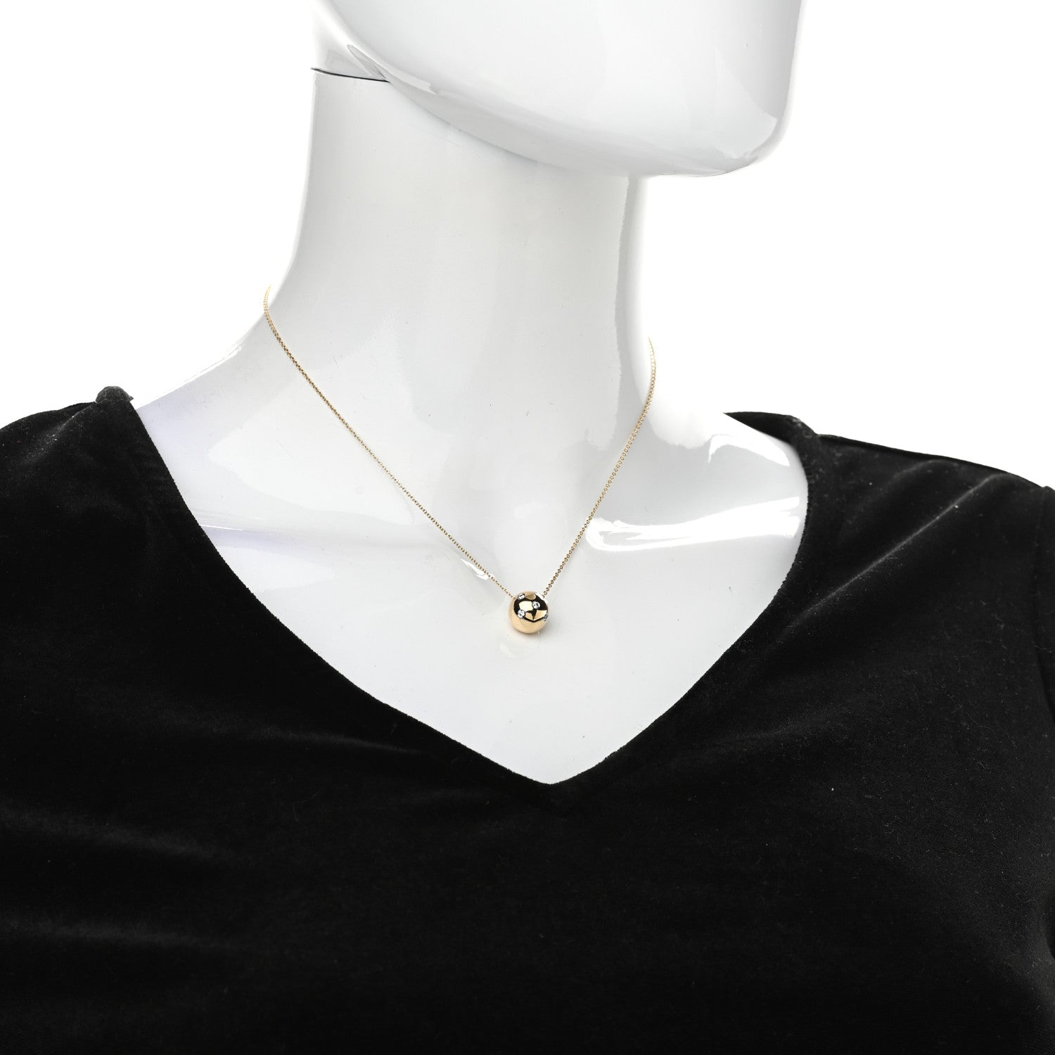 Tiffany 18K Yellow Gold Platinum Diamond Etoile Ball Pendant Necklace 2 of 6