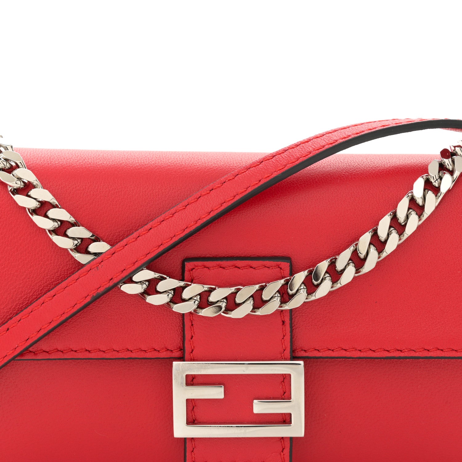 Fendi Shiny Nappa Micro Baguette Rosso 8 of 12