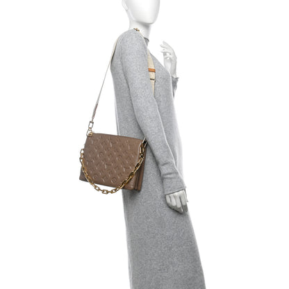 Louis Vuitton Lambskin Embossed Monogram Coussin PM Taupe 2 of 11