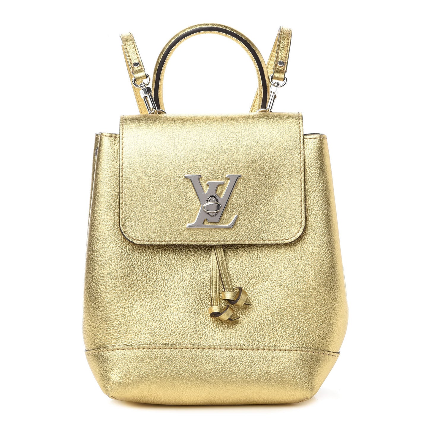 Metallic Calfskin Lockme Mini Backpack Gold