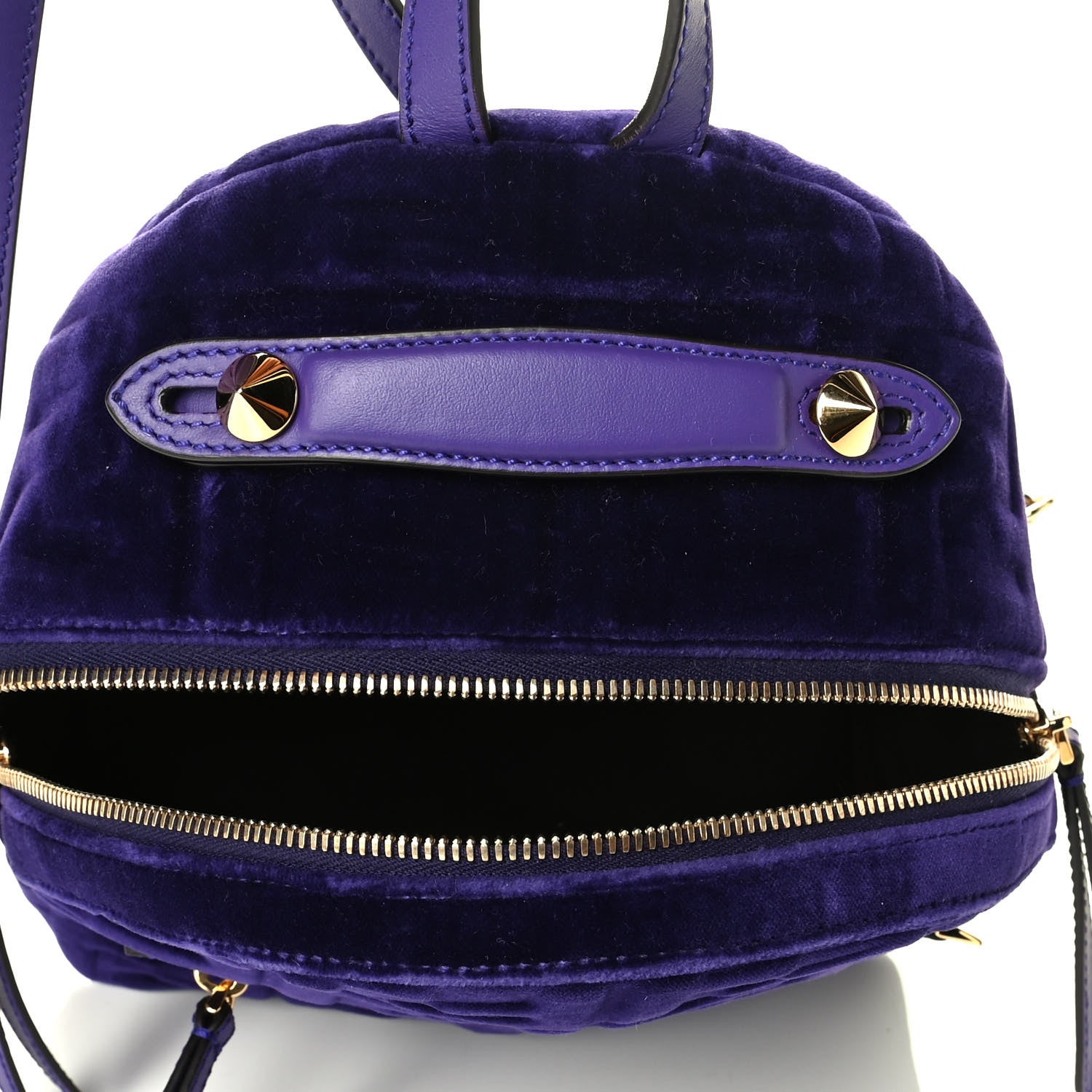 Fendi Velvet Vitello Century FF Embossed Mini Backpack Viola Plus 4 of 5