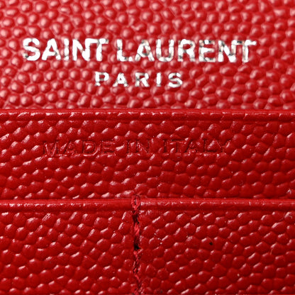 Saint Laurent Grain De Poudre Matelasse Chevron Monogram Flap Wallet Red 7 of 12