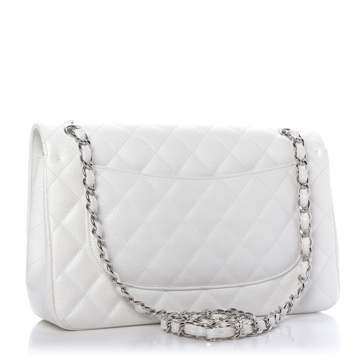 Chanel Caviar Quilted Jumbo Double Flap White 4 of 14