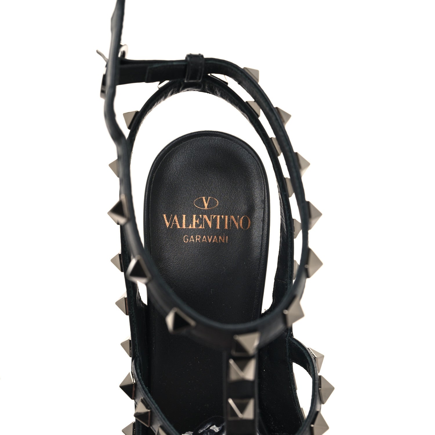 Valentino Garavani Calfskin Nappa Rockstud Undercover Ankle Strap 100mm Pumps 36 Black Grey 7 of 9