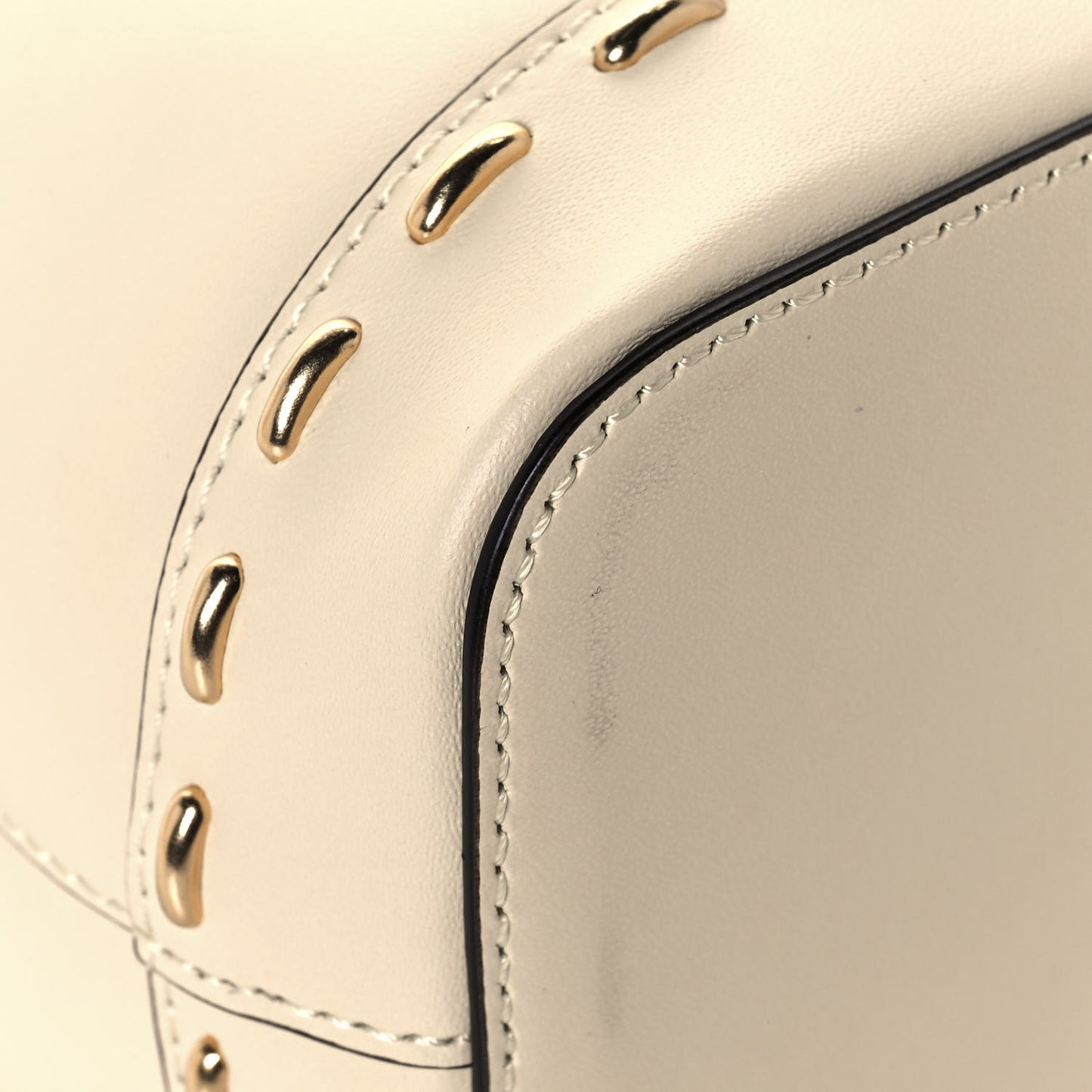 Vitello King F is Fendi Logo Debossed Metal Stitch Mini Mon Tresor Bucket Bag Pergamena