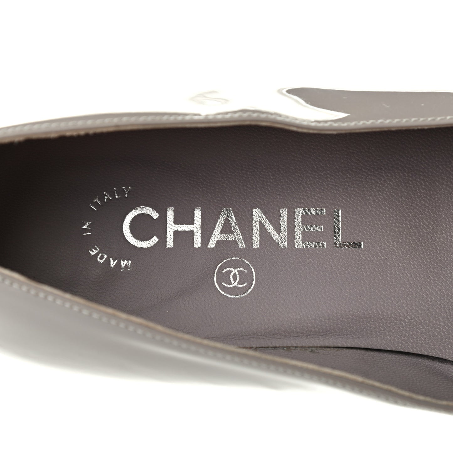 Patent Calfskin Pearl CC Loafers 37 Grey