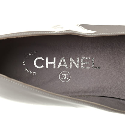 Chanel Patent Calfskin Pearl CC Loafers 37 Grey 6 of 7