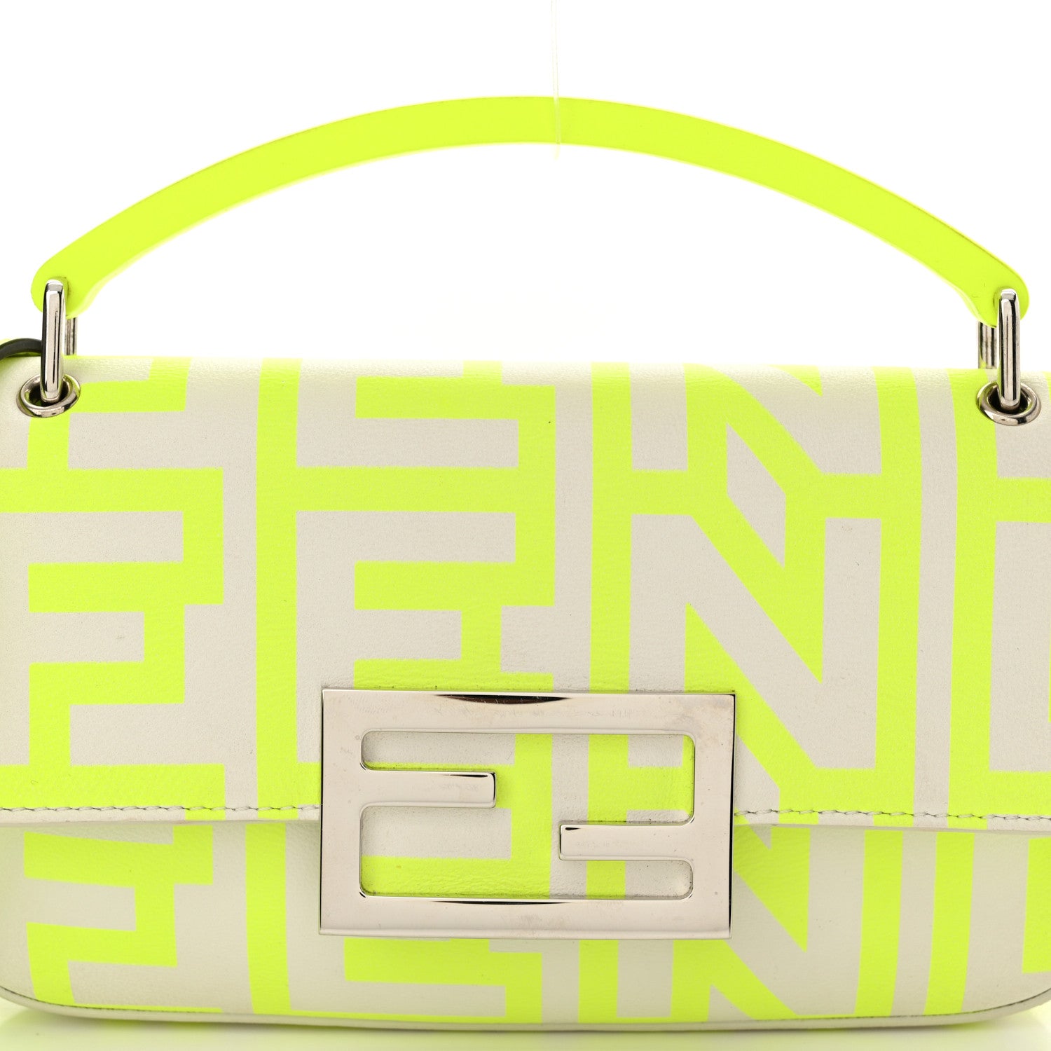 Fendi X MARC JACOBS Nappa Vitello King Logo Print Phone Baguette Yellow Fluo 8 of 14