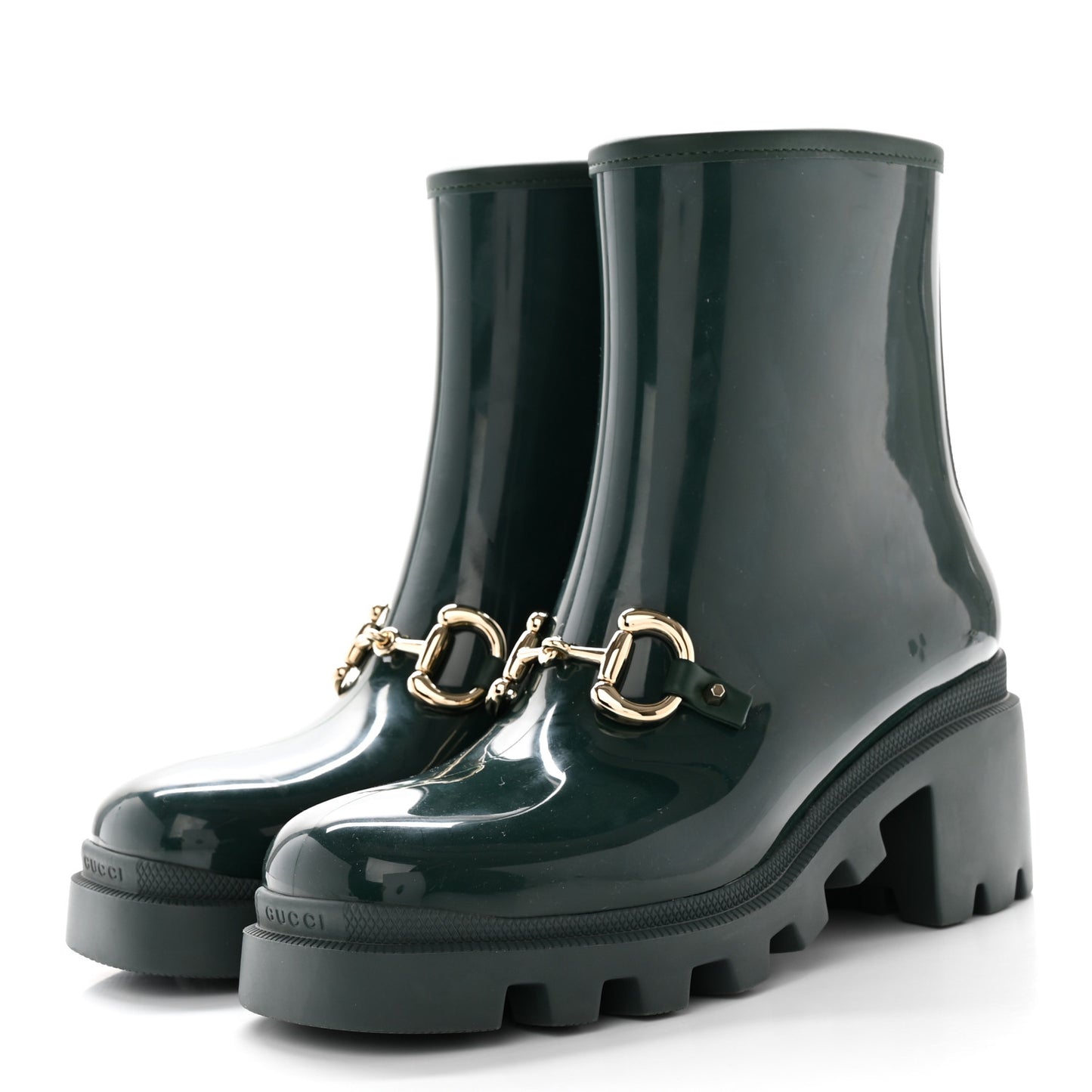 Rubber Womens Horsebit Ankle Boots 38 Vintage Green