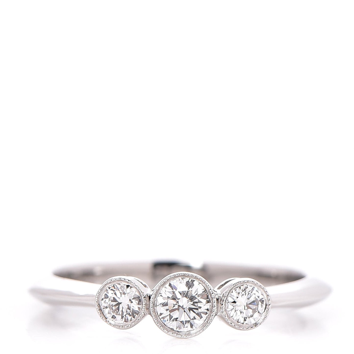 Platinum Diamond Three Stone Milgrain Ring 53 6.25