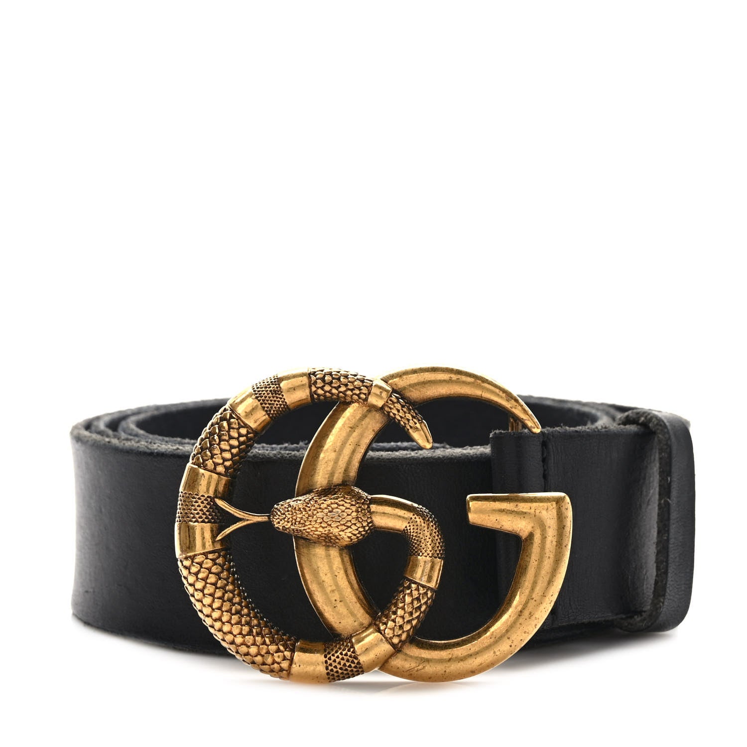 Gucci Faded Calfskin Snake Double G 40mm Belt 95 38 Black 1 of 6