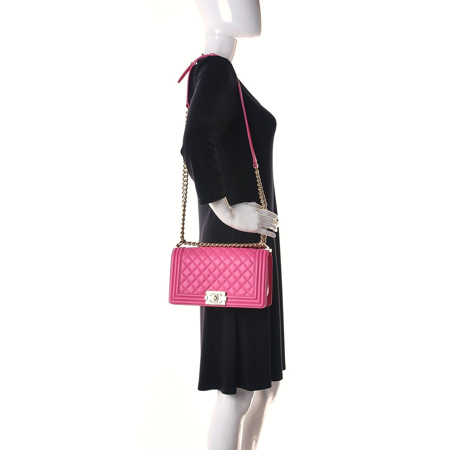 Calfskin Quilted Medium Boy Flap Pink