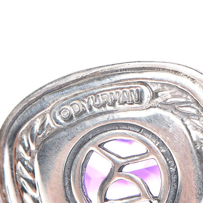 David Yurman Sterling Silver 14K Yellow Gold Amethyst 12mm Albion Enhancer Pendant 4 of 9