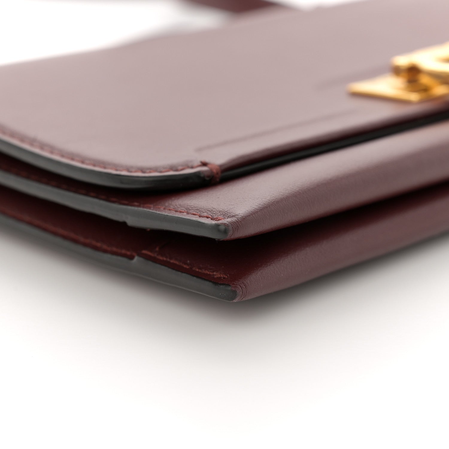 Salvatore Ferragamo Calfskin Trifolio Wallet On Chain Burgundy 10 of 15