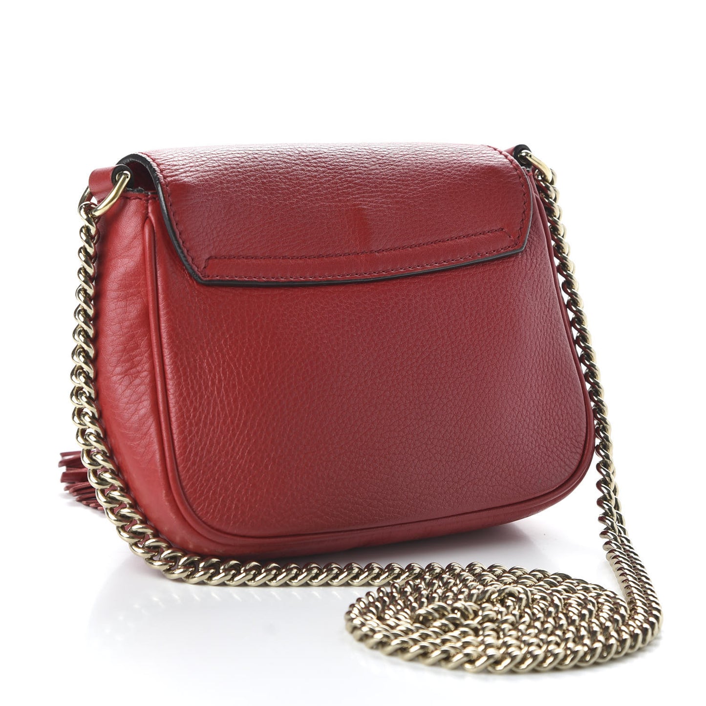 Pebbled Calfskin Small Soho Flap Crossbody Red