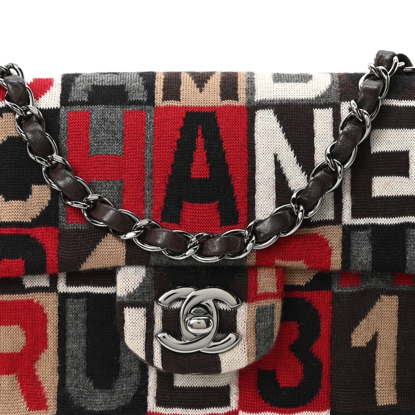 Jersey Patchwork East West Flap Red Beige Grey