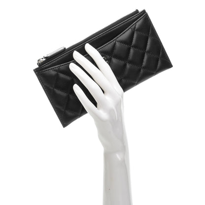 Chanel Lambskin Quilted Zip Pouch Black 2 of 7