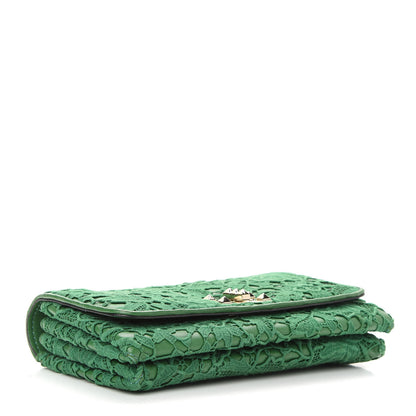 Valentino Garavani Nappa Lace Girello Flap Green 3 of 9