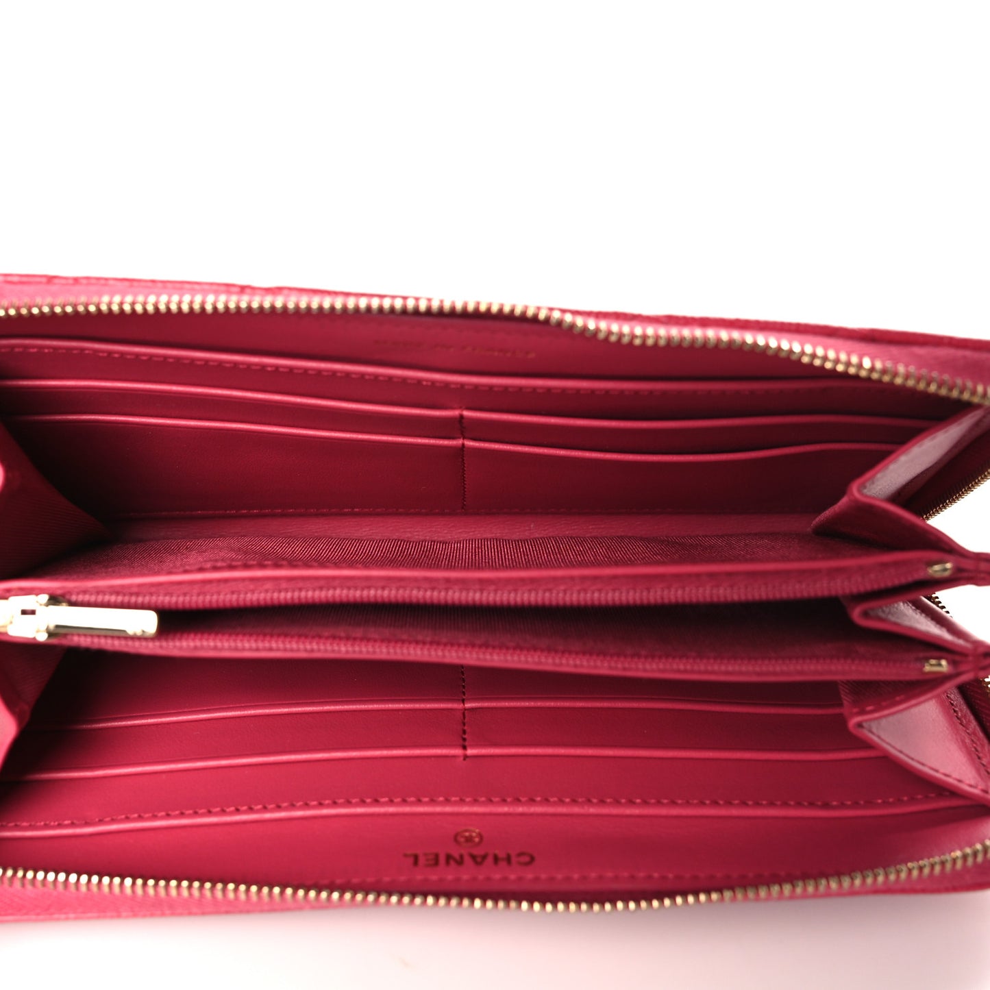 Caviar Quilted Large Gusset Zip Around Wallet Fuchsia