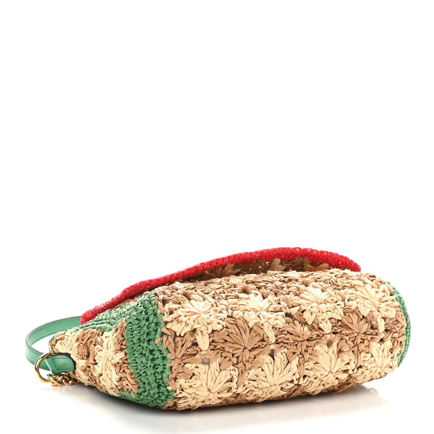 Raffia Azalea Calfskin Crochet Flower Small GG Marmont Shoulder Bag Natural Ecru Green Red New Shamarock