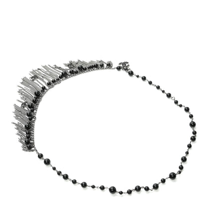 Chanel Metal Fringe Beaded Crystal CC Belt Black Ruthenium 2 of 4