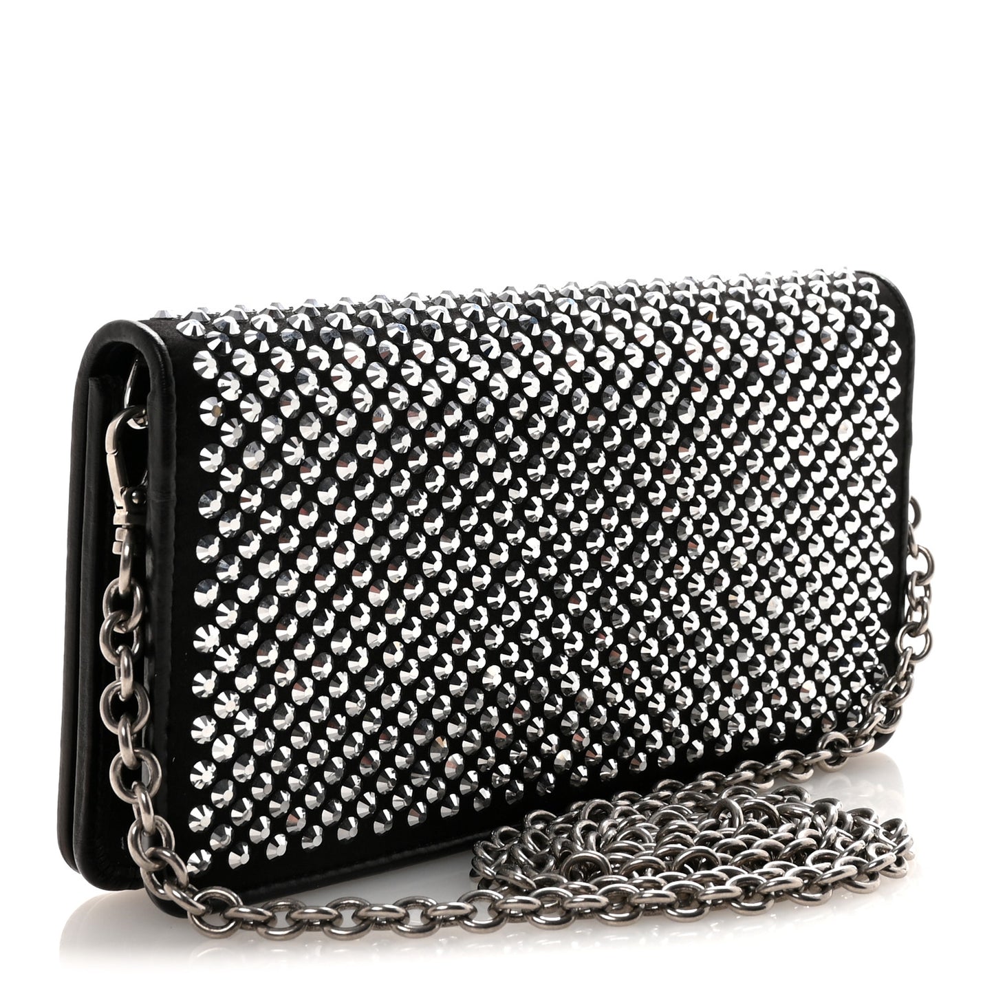 Satin Crystal Metal Triangle Logo Mini Crossbody Bag Cristal