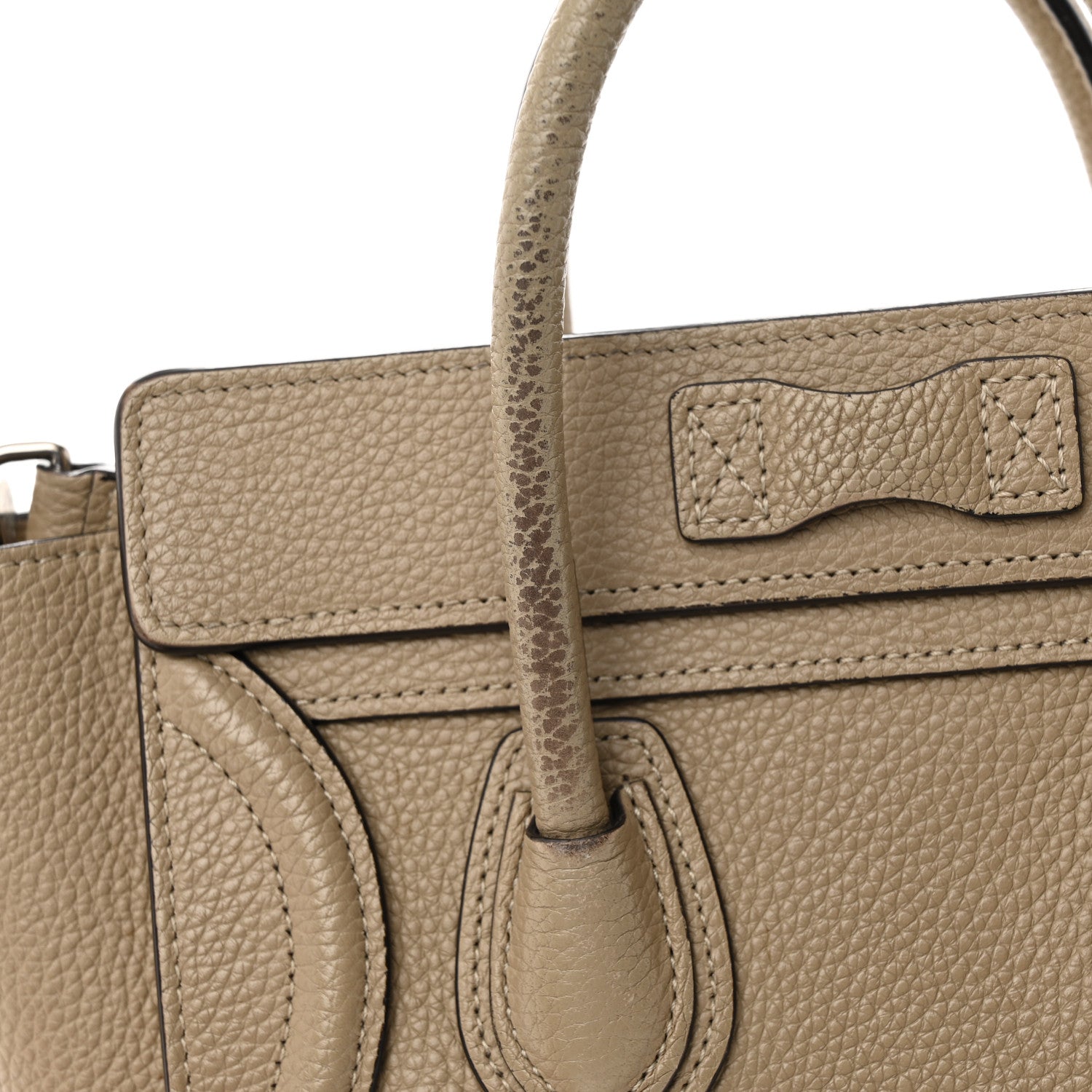 Celine Drummed Calfskin Nano Luggage Dune 31 of 33