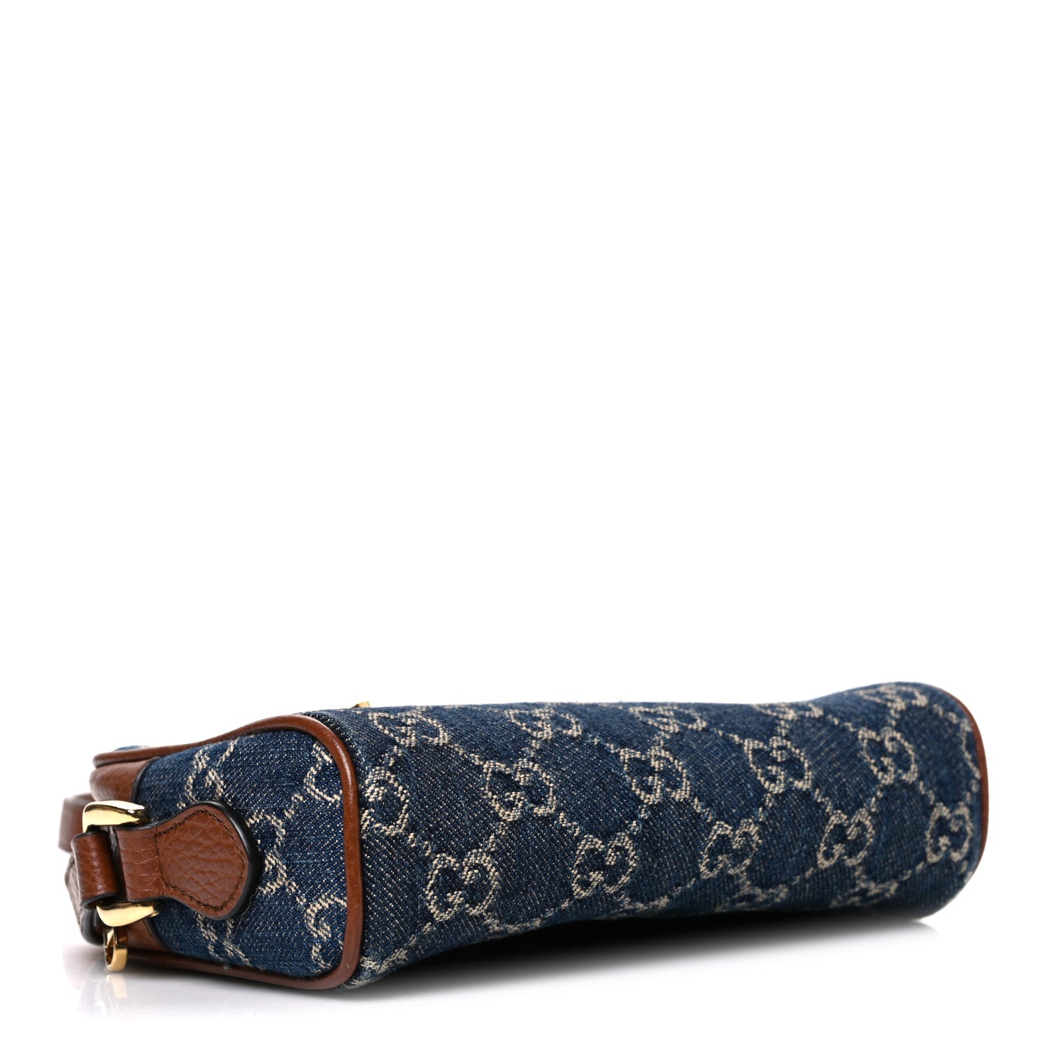 Gucci New Denim GG Monogram Dollar Calfskin Mini Ophidia Shoulder Bag Blue Tea Cuir Epilog 4 of 10