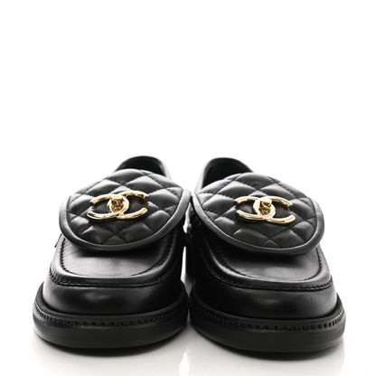 Chanel Lambskin Quilted CC Turnlock Loafers 36 Black 2 of 9