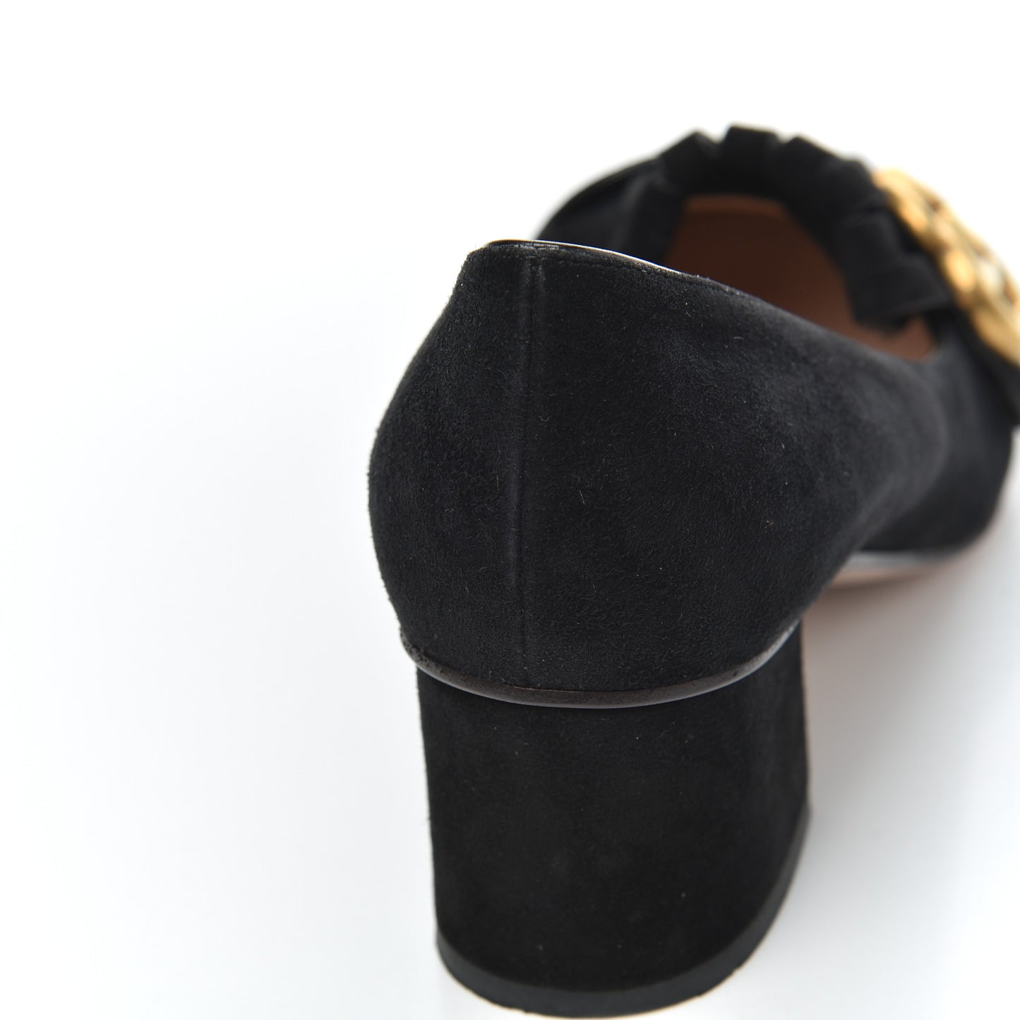 Kid Scamosciato GG Marmont Fringe 50mm Loafer Pumps 36.5 Black