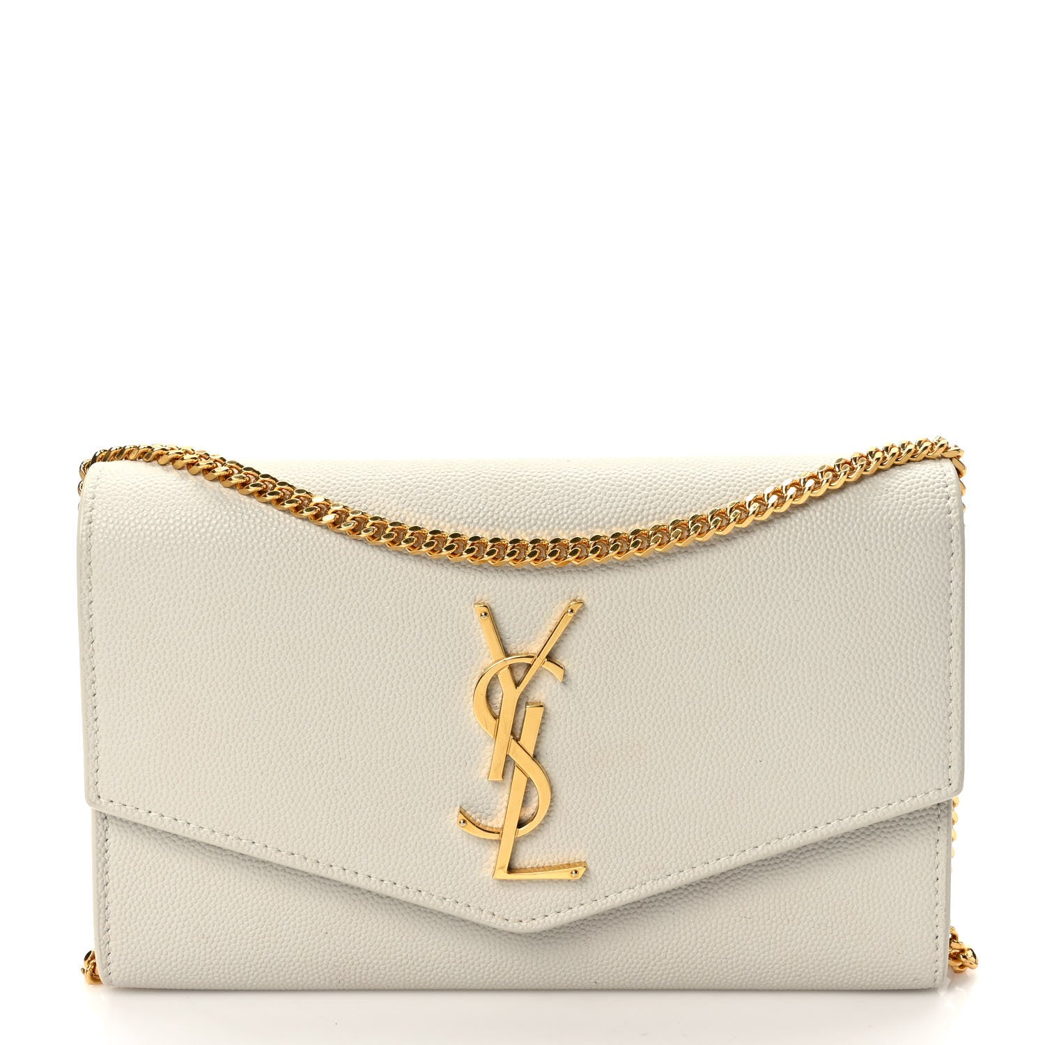Saint Laurent Grain De Poudre Monogram Uptown Chain Wallet Crema Soft 3 of 12