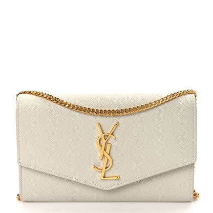 Saint Laurent Grain De Poudre Monogram Uptown Chain Wallet Crema Soft 3 of 12