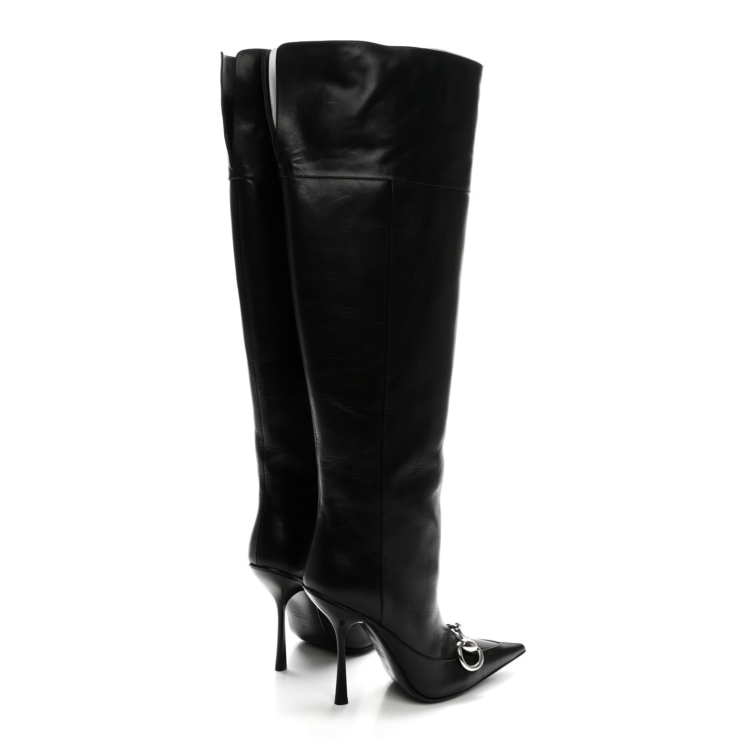Gucci Nappa Boulevard Horsebit Knee High Boots 39 Black 4 of 7