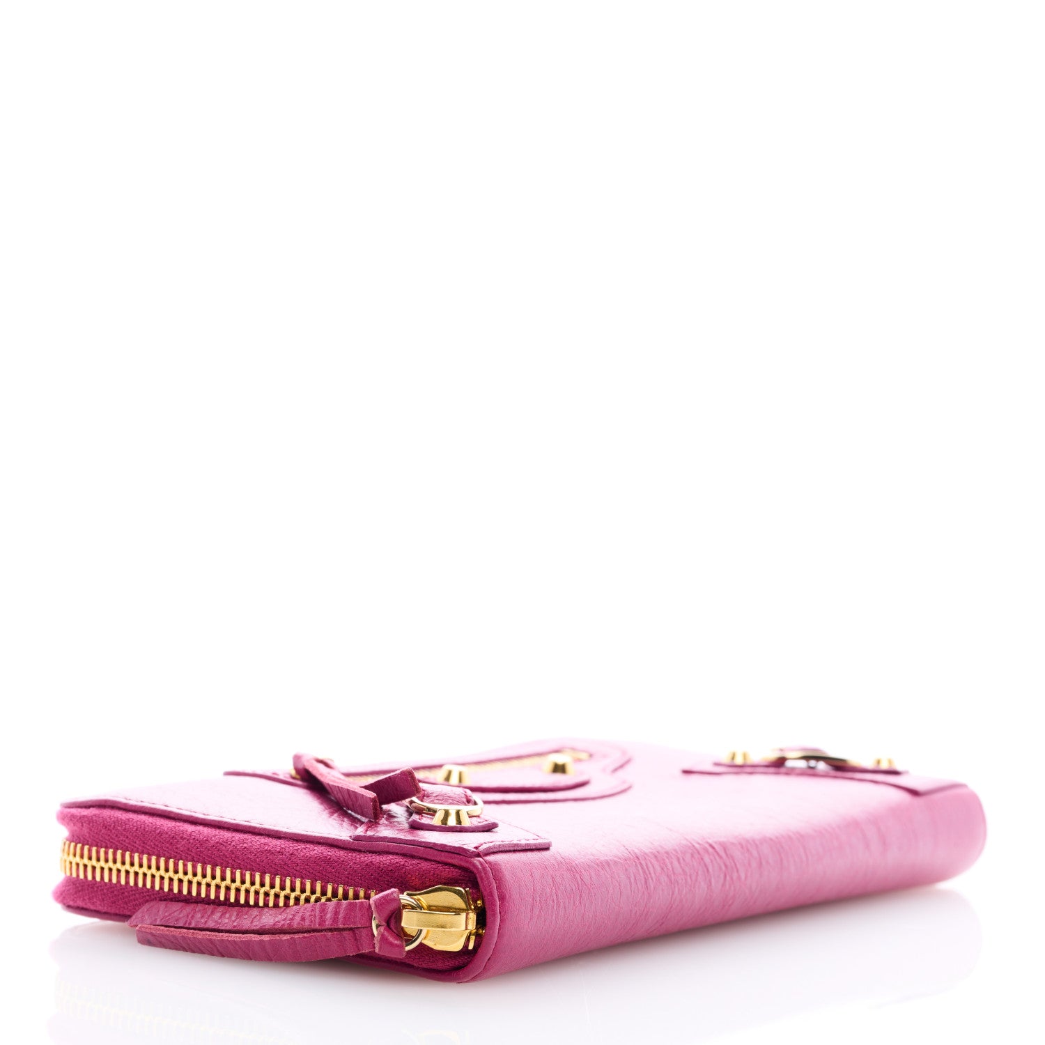 Balenciaga Agneau Classic Gold Hardware Continental Zip Around Wallet Rose Dahlia 4 of 6