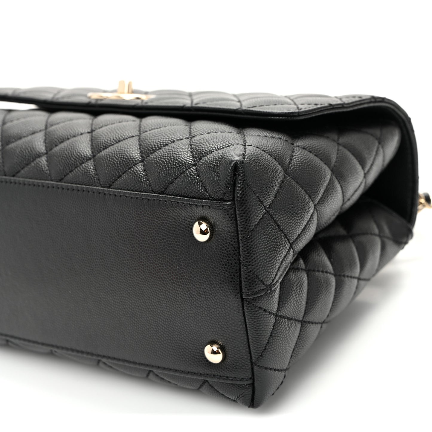 Caviar Quilted Small Coco Handle Flap Black