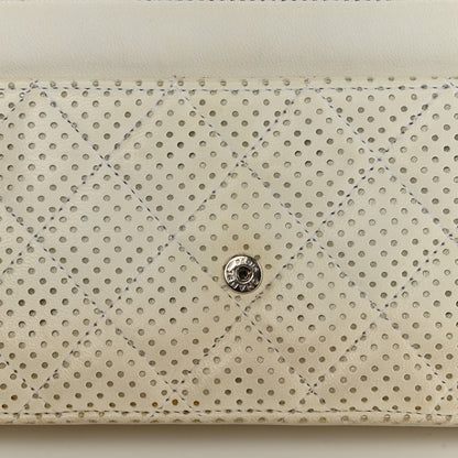 Chanel Perforated Lambskin Quilted Wallet On Chain WOC Beige 14 of 14
