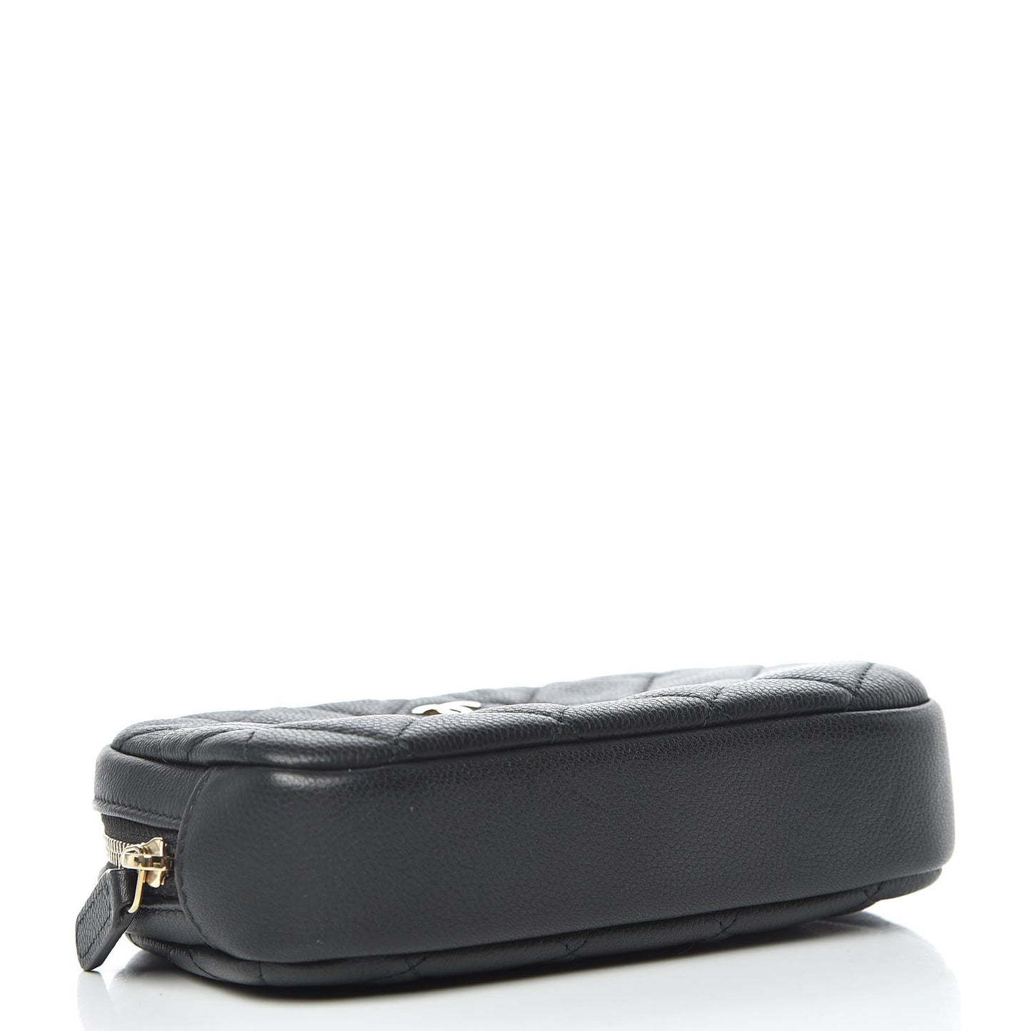 Caviar Quilted Small Curvy Pouch Cosmetic Case Black