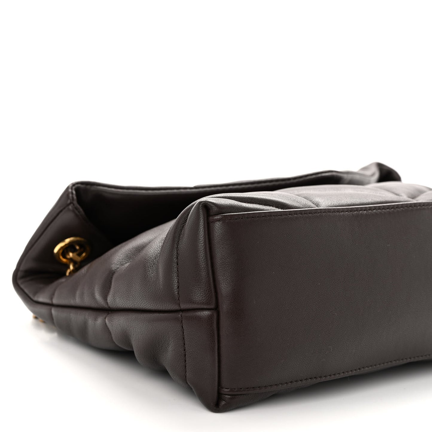 Lambskin Quilted Small Loulou Puffer Monogram Chain Satchel Dark Ganache