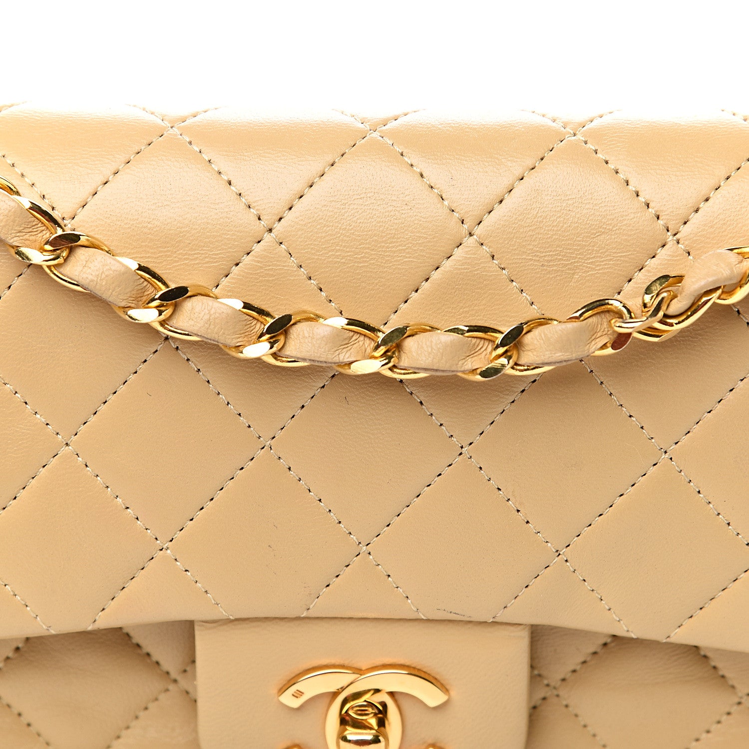 Chanel Lambskin Quilted Small Double Flap Beige 13 of 14