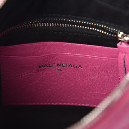 Balenciaga Agneau Arena Classic Silver Hardware Pouch With A Chain Crossbody Rose Flamingo 6 of 9