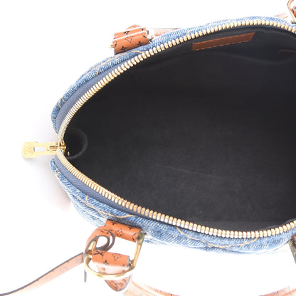 Louis Vuitton Denim Calfskin Reverse Monogram Malletage Alma BB Blue 4 of 9