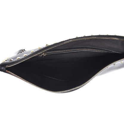 Valentino Garavani Vitello Large Rockstud Zip Wristlet Pouch Black 5 of 9