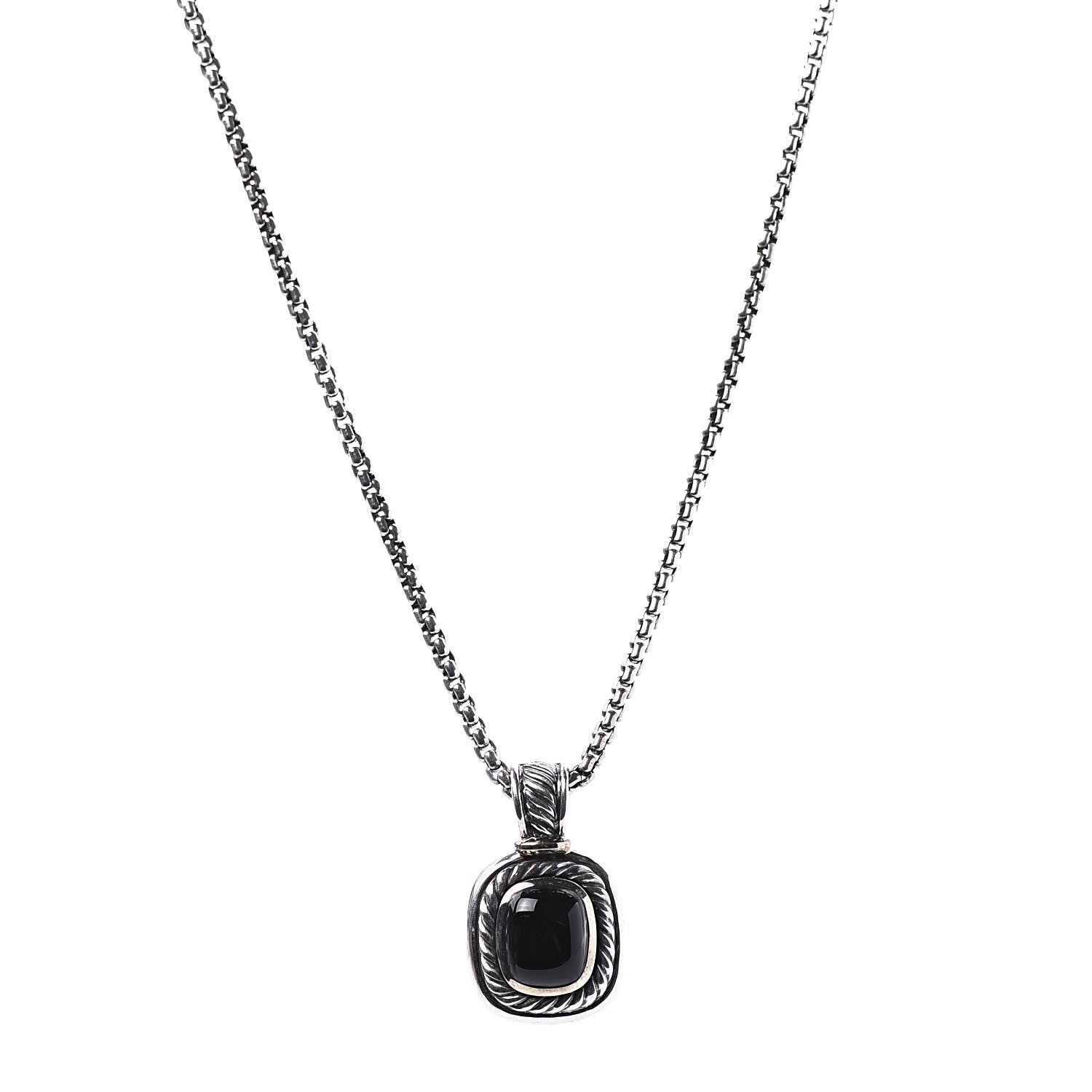 David Yurman Sterling Silver 14K Yellow Gold Black Onyx Albion Pendant Necklace 2 of 7