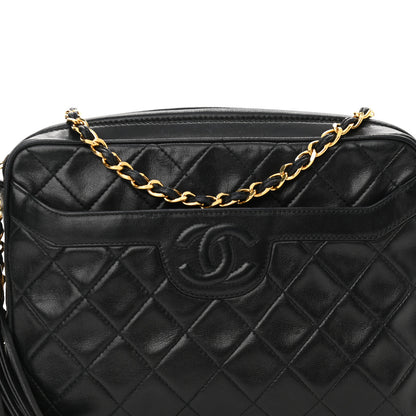Chanel Lambskin Quilted CC Tassel Camera Case Black 9 of 11