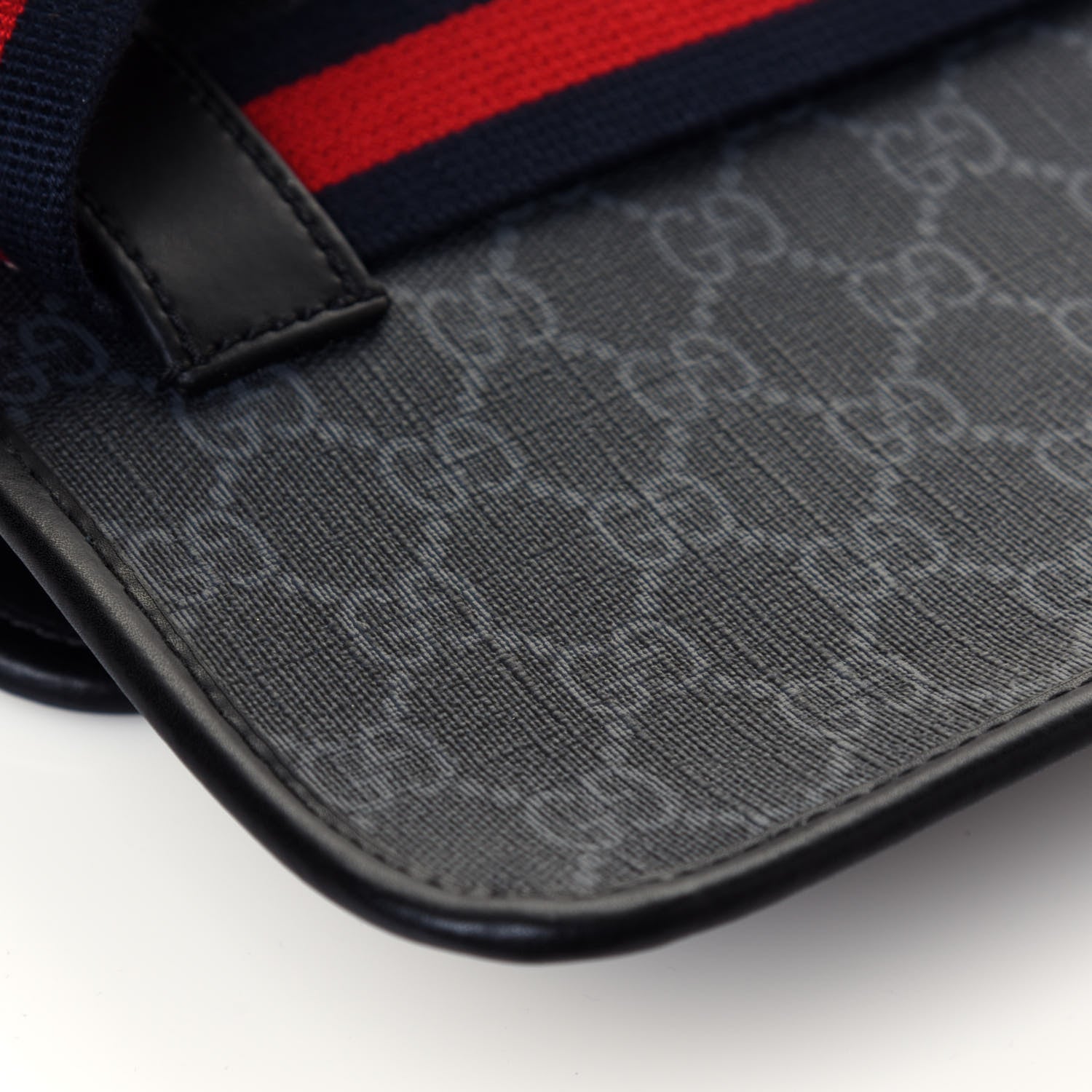 Gucci GG Supreme Monogram Web Slim Belt Bag Black Grey 10 of 12
