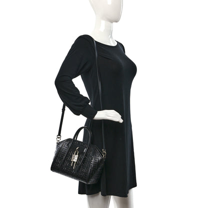 Givenchy Calfskin Logo Embossed Mini Lock Antigona Shoulder Bag Black 2 of 8