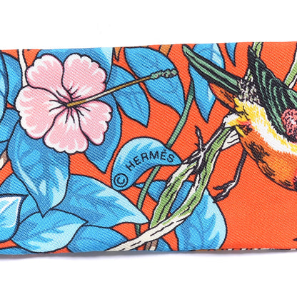 Hermes Silk Jungle Love Love Twilly Orange Bleu Brun 3 of 3