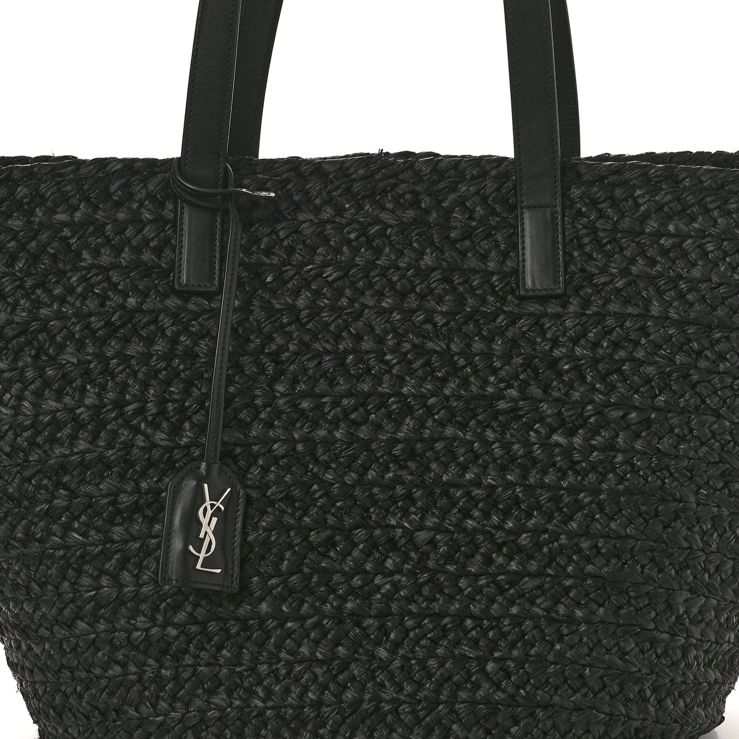 Raffia Medium Panier Bag Black