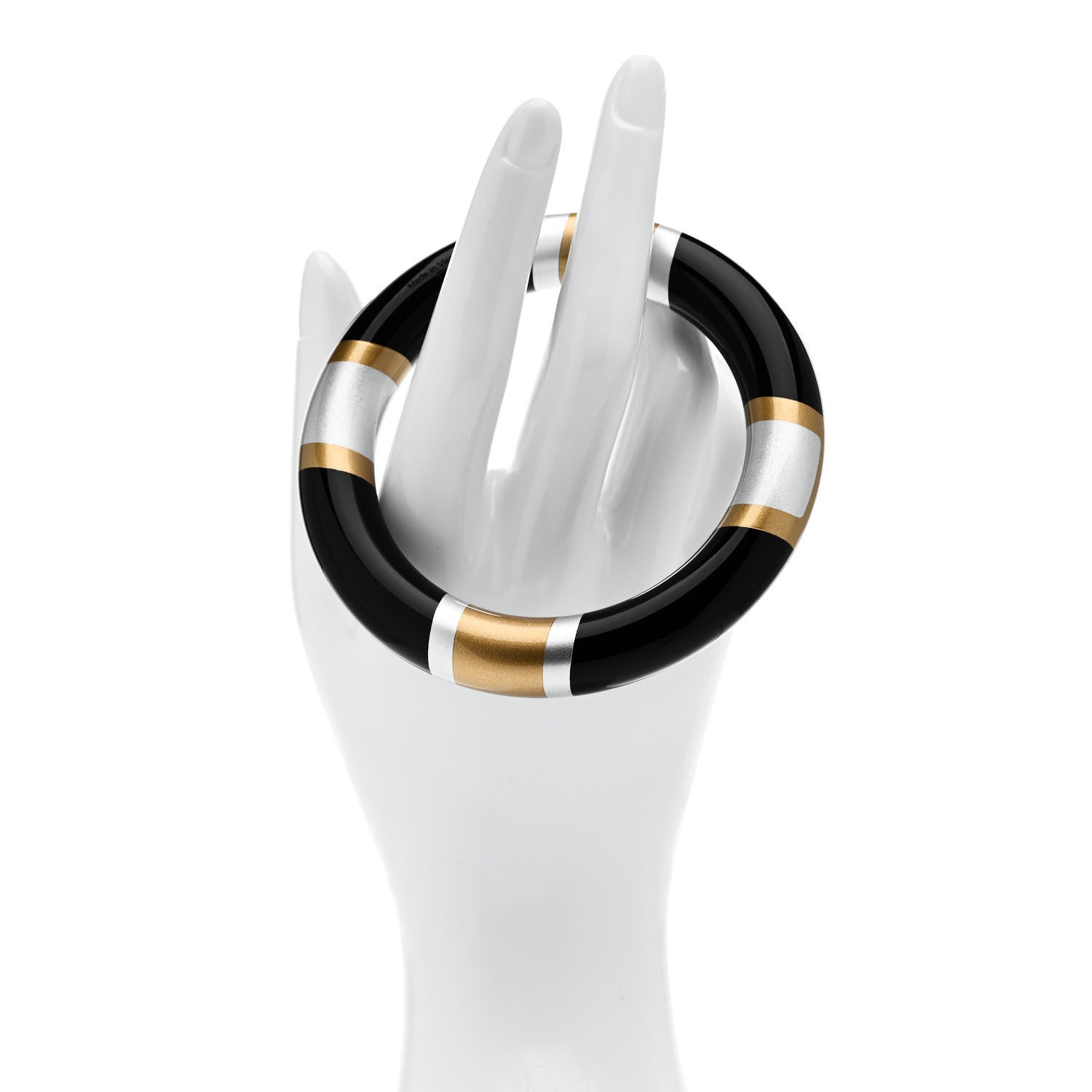 Hermes Lacquered Wood H Equipe GM Bangle Bracelet T2 Black 2 of 5