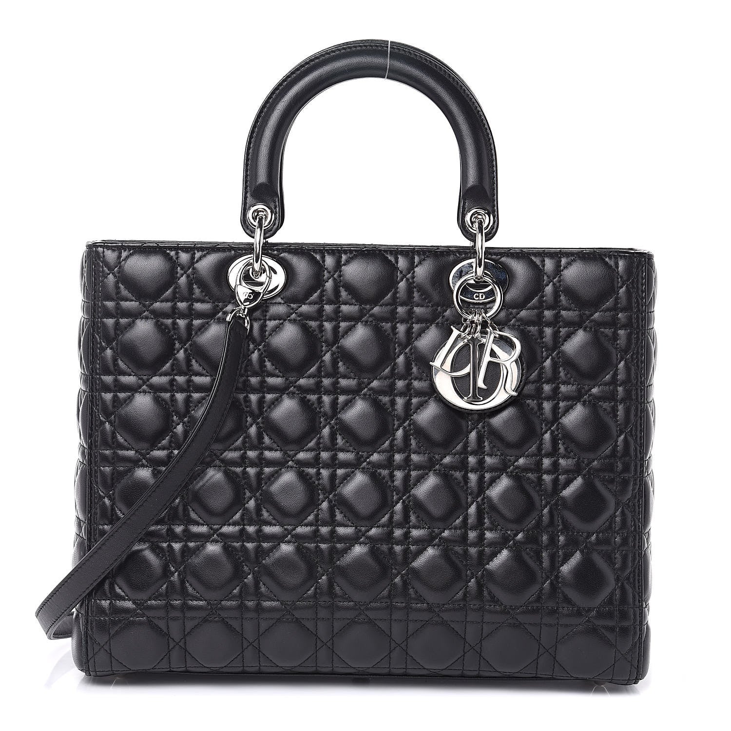 Christian Dior Lambskin Cannage Large Lady Dior Black 1 of 17